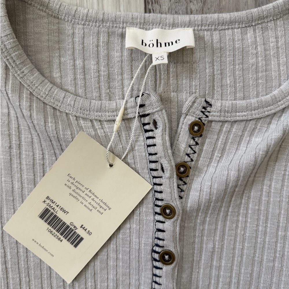 NWT Bohme Emmilianne Ribbed Top grey size xs - Picture 8 of 13